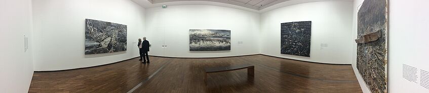 panorama picture of an art exhibition in the museum