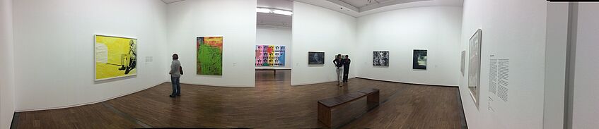 panorama picture of an art exhibition in the museum